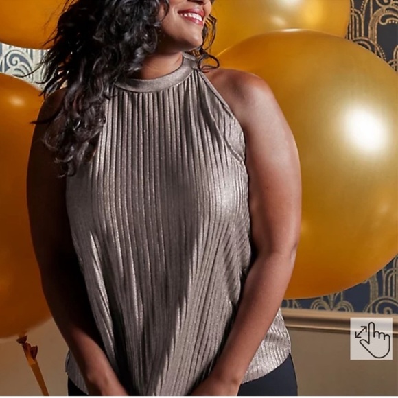 Torrid Pleated Metallic Knit High Neck Tank - Picture 3 of 8